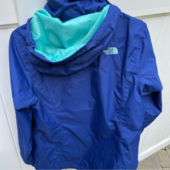 Water Resistant The North Face Rain Jacket, Blue and Turquoise - Picture 3 of 5